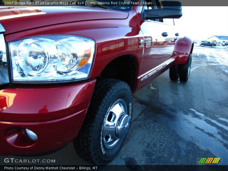 Inferno Red Crystal Pearl / Khaki 2007 Dodge Ram 3500 Laramie Mega Cab 4x4 Dually