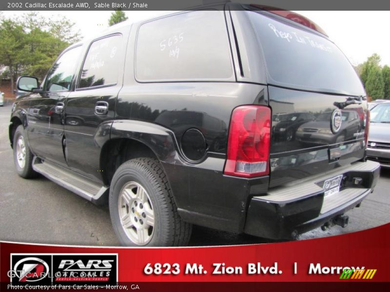 Sable Black / Shale 2002 Cadillac Escalade AWD