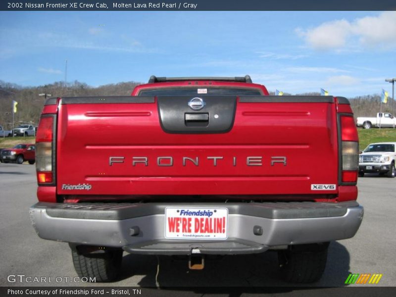 Molten Lava Red Pearl / Gray 2002 Nissan Frontier XE Crew Cab
