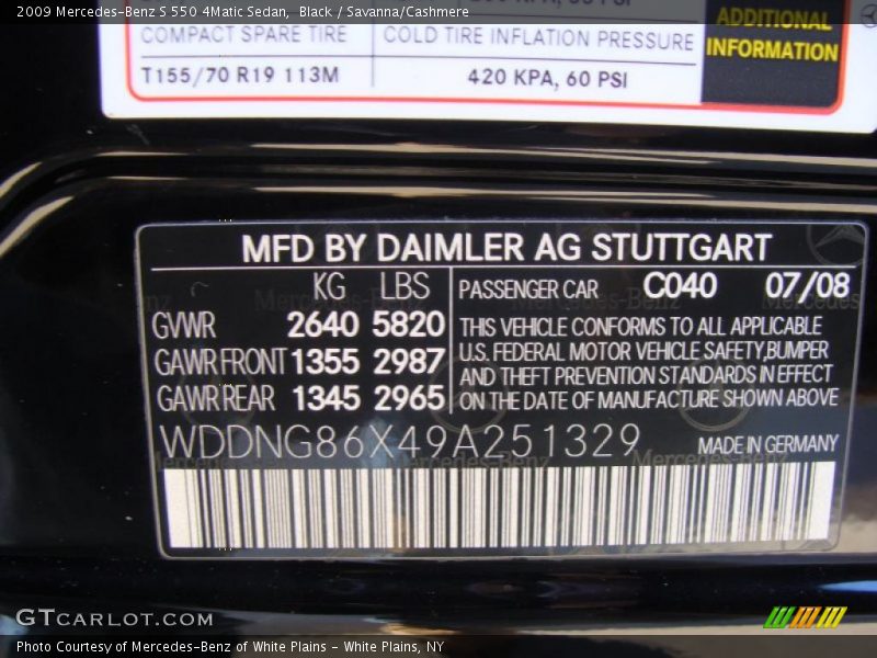 Black / Savanna/Cashmere 2009 Mercedes-Benz S 550 4Matic Sedan