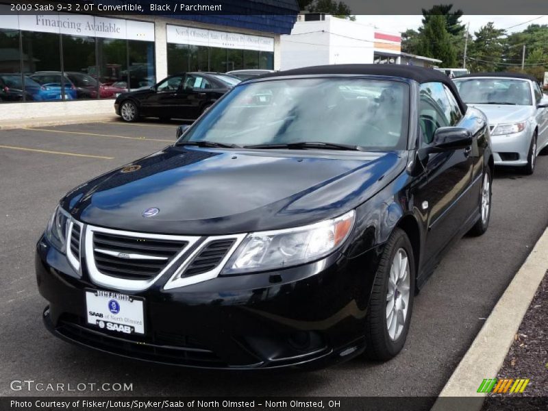 Black / Parchment 2009 Saab 9-3 2.0T Convertible