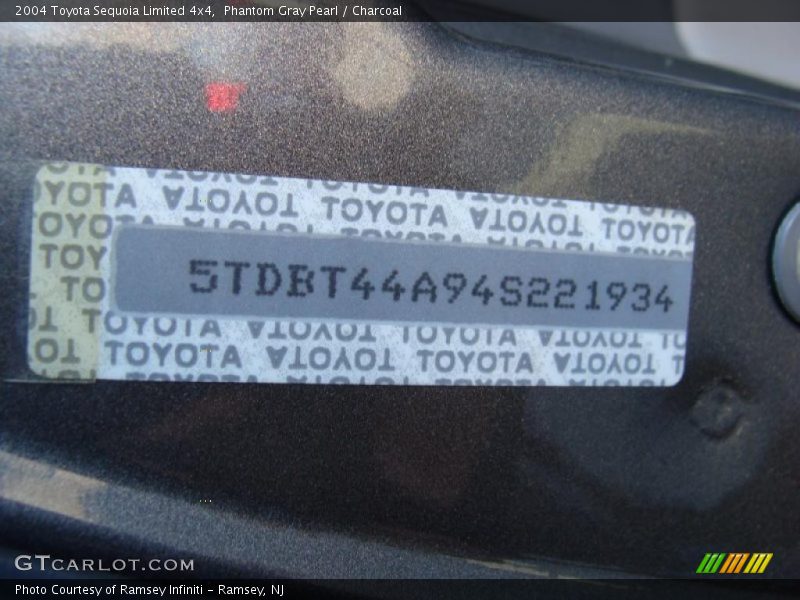 Info Tag of 2004 Sequoia Limited 4x4