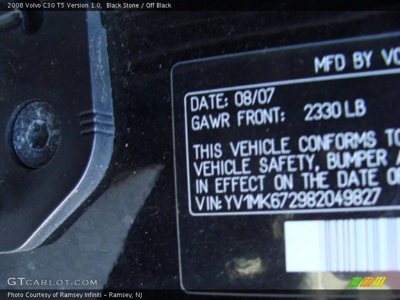 Black Stone / Off Black 2008 Volvo C30 T5 Version 1.0