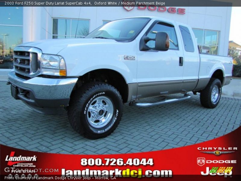 Oxford White / Medium Parchment Beige 2003 Ford F250 Super Duty Lariat SuperCab 4x4