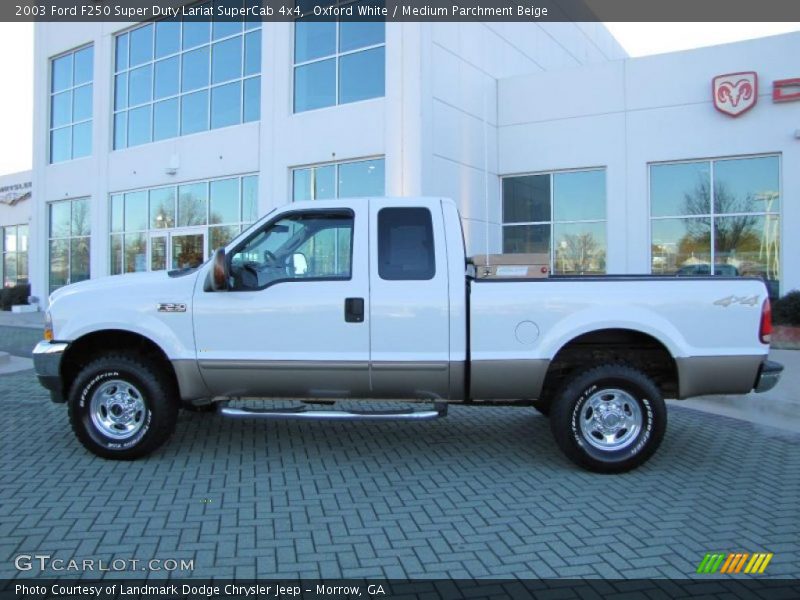 Oxford White / Medium Parchment Beige 2003 Ford F250 Super Duty Lariat SuperCab 4x4