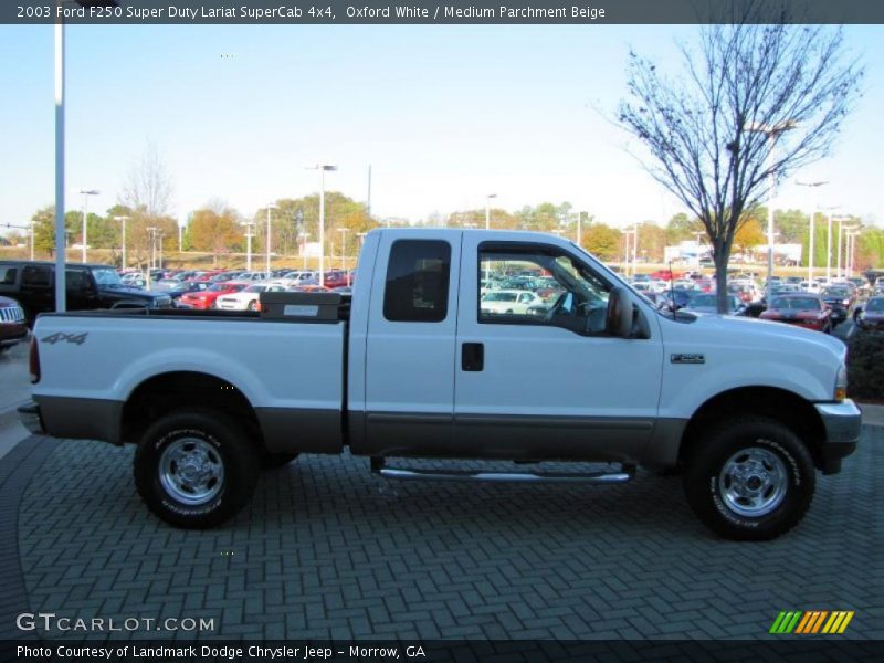 Oxford White / Medium Parchment Beige 2003 Ford F250 Super Duty Lariat SuperCab 4x4