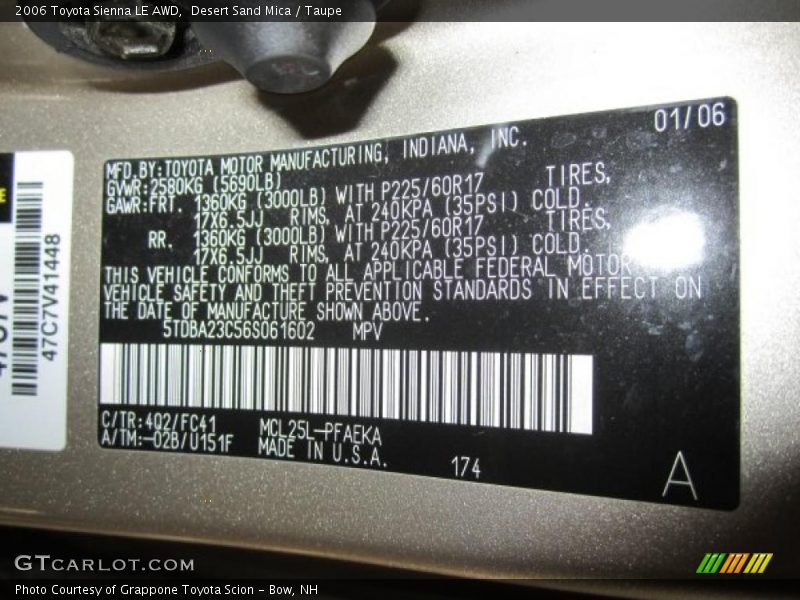 Desert Sand Mica / Taupe 2006 Toyota Sienna LE AWD