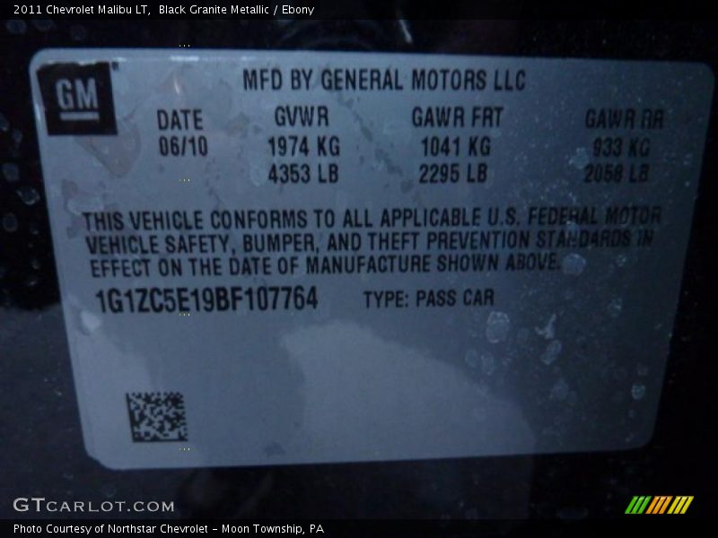 Black Granite Metallic / Ebony 2011 Chevrolet Malibu LT