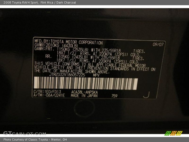 Flint Mica / Dark Charcoal 2008 Toyota RAV4 Sport