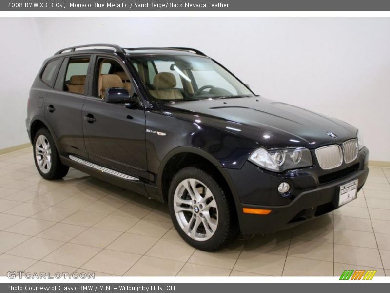 Monaco Blue Metallic / Sand Beige/Black Nevada Leather 2008 BMW X3 3.0si