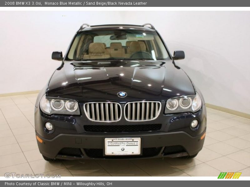 Monaco Blue Metallic / Sand Beige/Black Nevada Leather 2008 BMW X3 3.0si