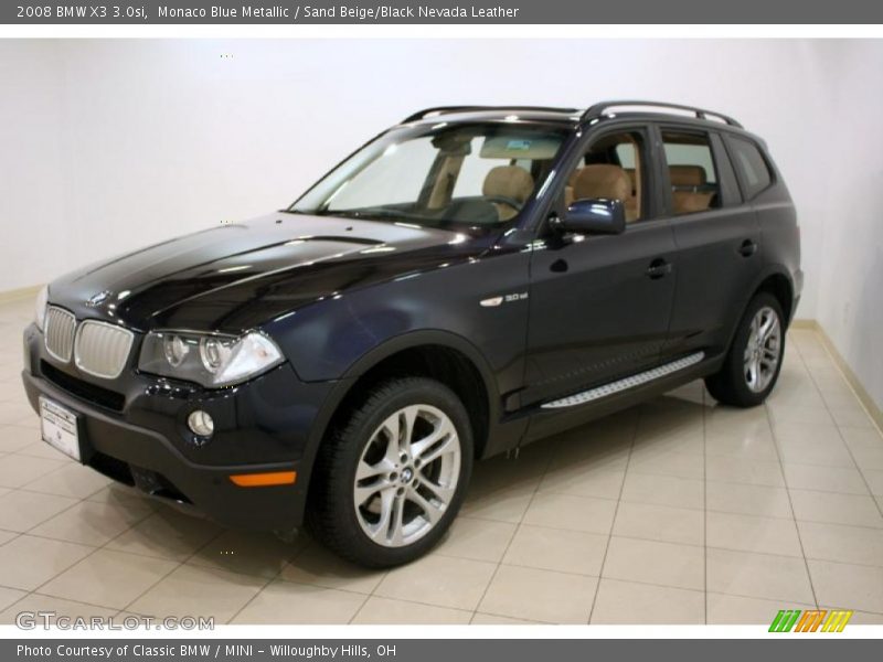 Monaco Blue Metallic / Sand Beige/Black Nevada Leather 2008 BMW X3 3.0si