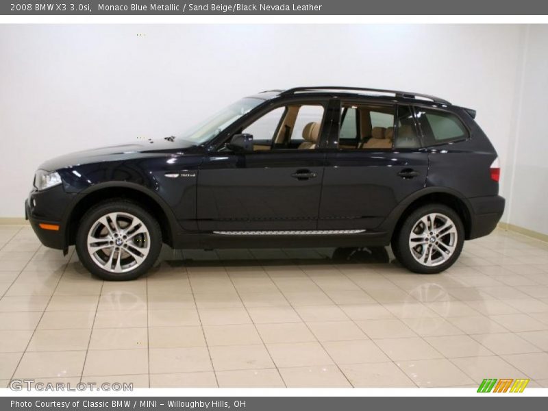 Monaco Blue Metallic / Sand Beige/Black Nevada Leather 2008 BMW X3 3.0si