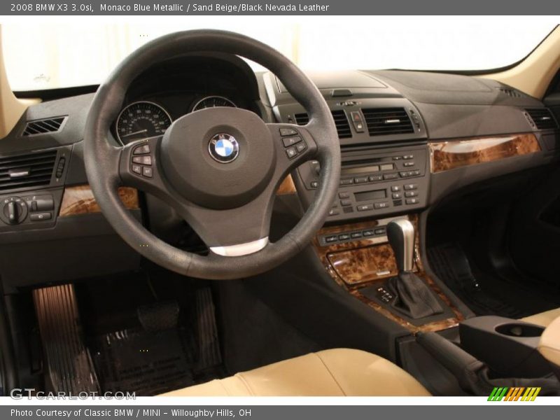 Monaco Blue Metallic / Sand Beige/Black Nevada Leather 2008 BMW X3 3.0si