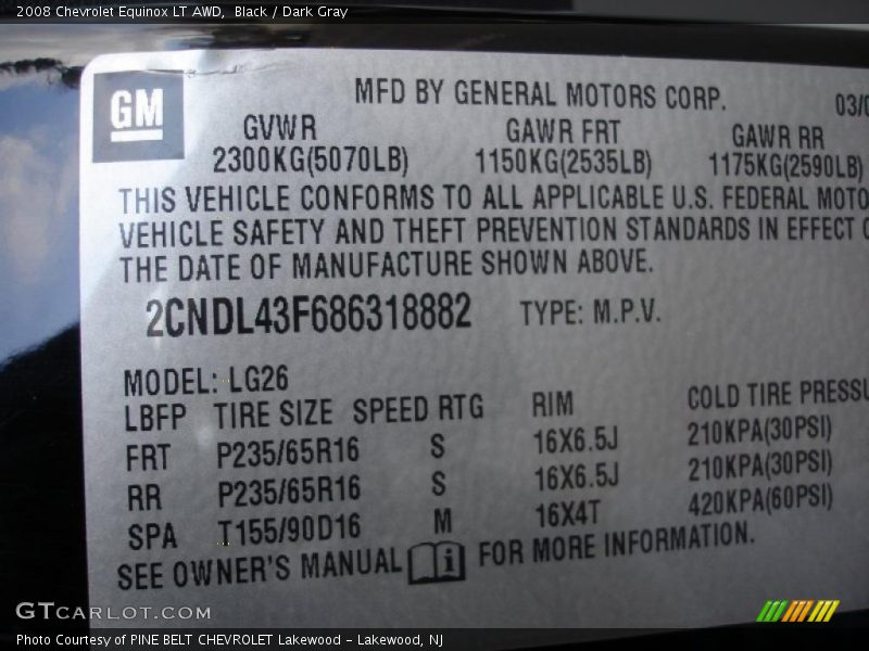 Black / Dark Gray 2008 Chevrolet Equinox LT AWD