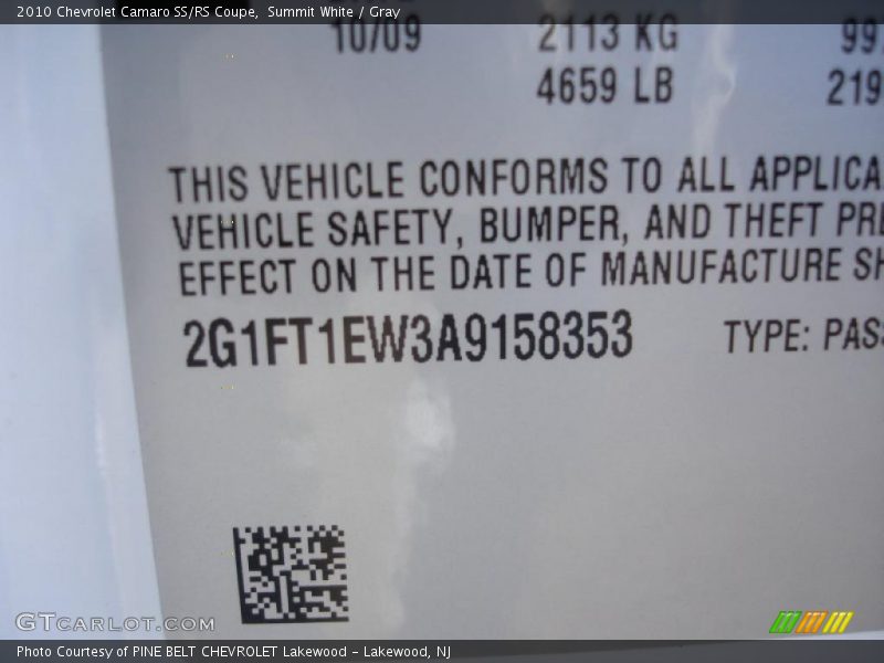 Summit White / Gray 2010 Chevrolet Camaro SS/RS Coupe