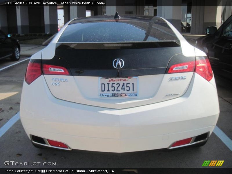 Aspen White Pearl / Ebony 2010 Acura ZDX AWD Advance