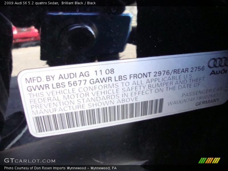 Brilliant Black / Black 2009 Audi S6 5.2 quattro Sedan