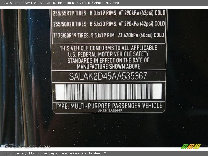 Buckingham Blue Metallic / Almond/Nutmeg 2010 Land Rover LR4 HSE Lux