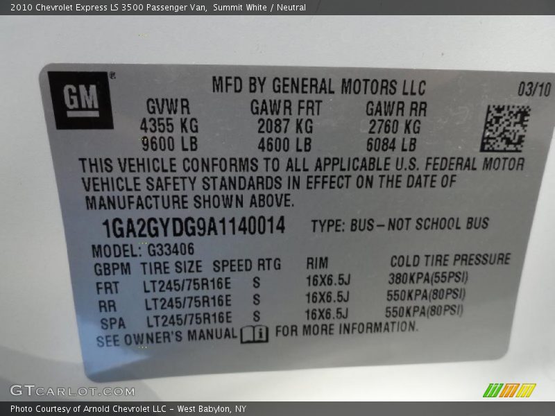 Summit White / Neutral 2010 Chevrolet Express LS 3500 Passenger Van