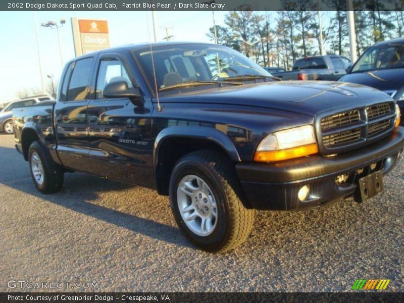 Patriot Blue Pearl / Dark Slate Gray 2002 Dodge Dakota Sport Quad Cab