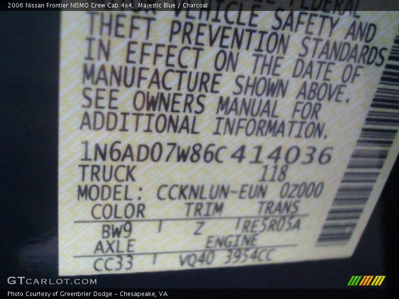 Majestic Blue / Charcoal 2006 Nissan Frontier NISMO Crew Cab 4x4