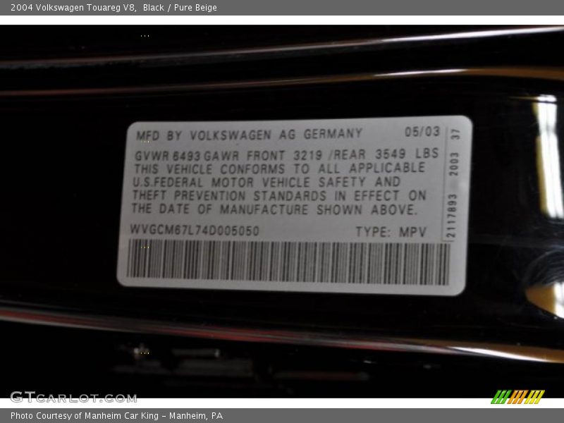 Black / Pure Beige 2004 Volkswagen Touareg V8