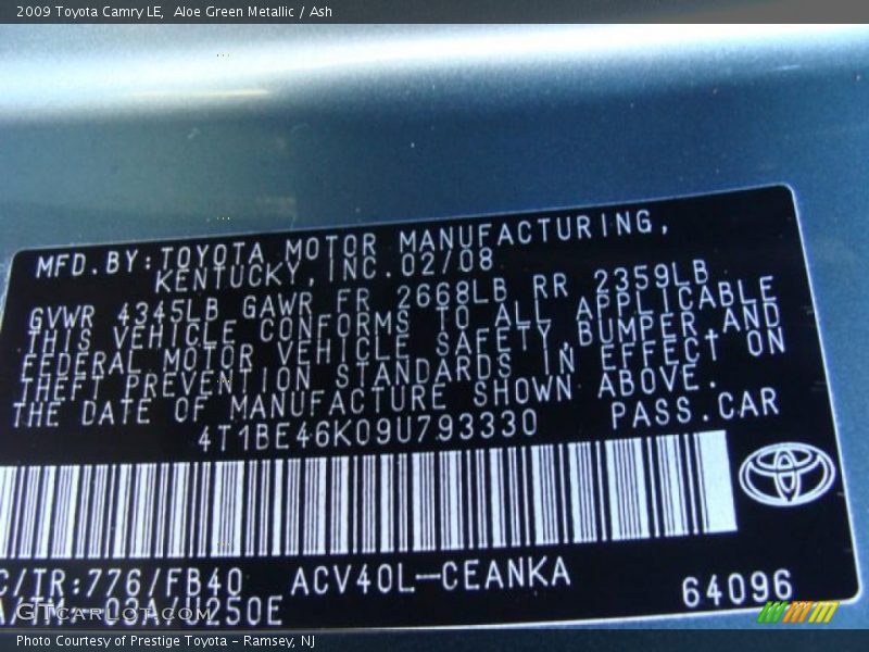 Aloe Green Metallic / Ash 2009 Toyota Camry LE
