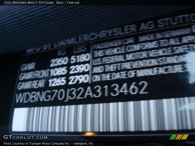 Black / Charcoal 2002 Mercedes-Benz S 430 Sedan