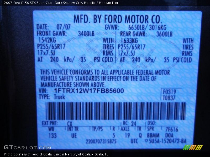 Dark Shadow Grey Metallic / Medium Flint 2007 Ford F150 STX SuperCab