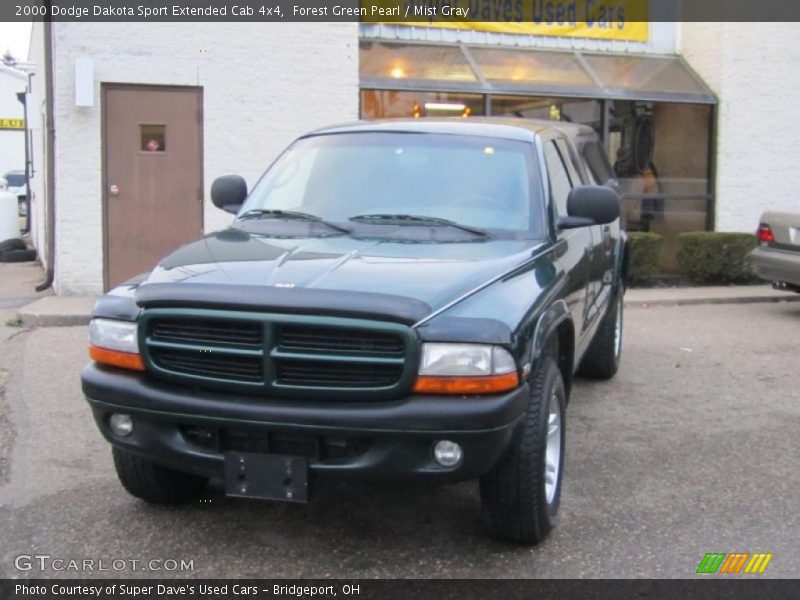 Forest Green Pearl / Mist Gray 2000 Dodge Dakota Sport Extended Cab 4x4