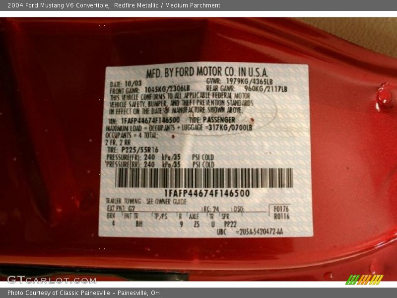 Redfire Metallic / Medium Parchment 2004 Ford Mustang V6 Convertible