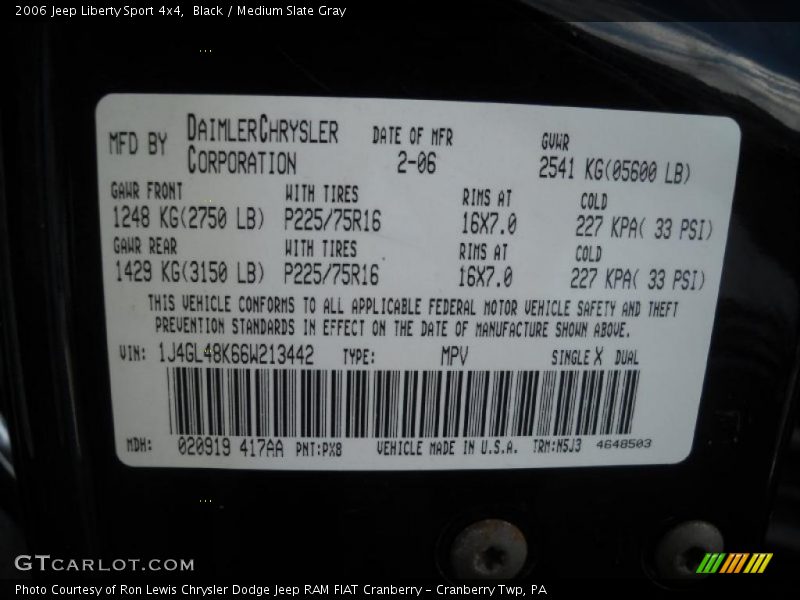 Black / Medium Slate Gray 2006 Jeep Liberty Sport 4x4