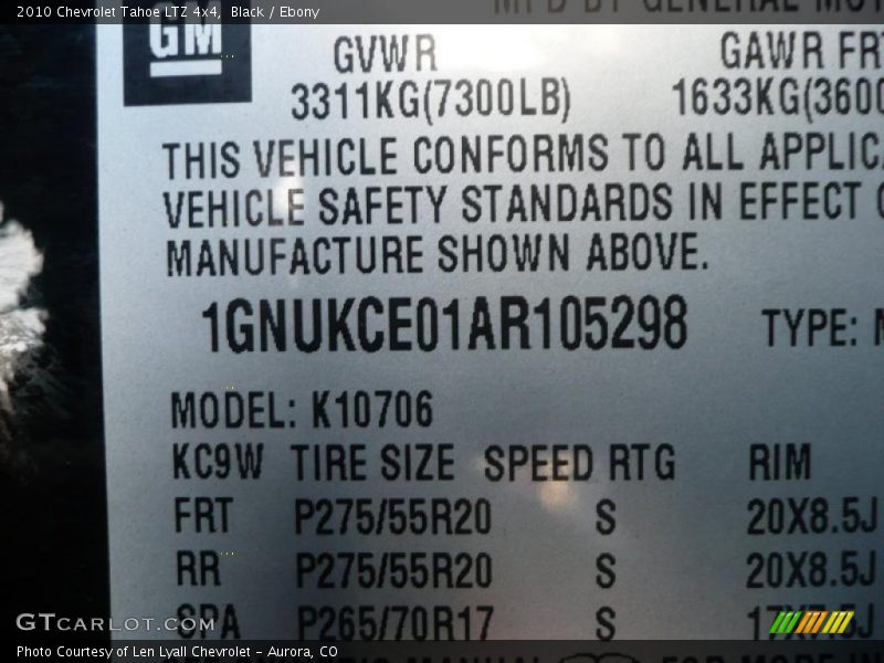 Black / Ebony 2010 Chevrolet Tahoe LTZ 4x4