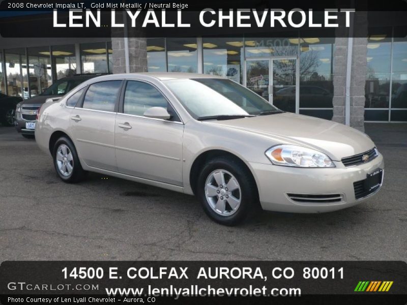 Gold Mist Metallic / Neutral Beige 2008 Chevrolet Impala LT