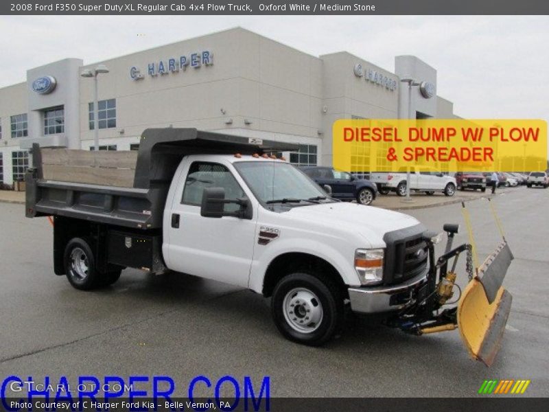 Oxford White / Medium Stone 2008 Ford F350 Super Duty XL Regular Cab 4x4 Plow Truck
