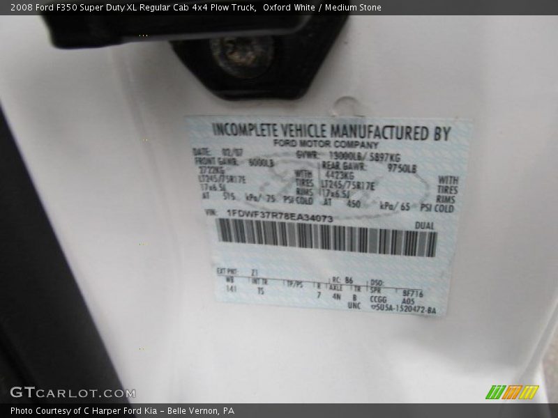 Oxford White / Medium Stone 2008 Ford F350 Super Duty XL Regular Cab 4x4 Plow Truck