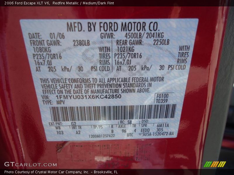 Redfire Metallic / Medium/Dark Flint 2006 Ford Escape XLT V6