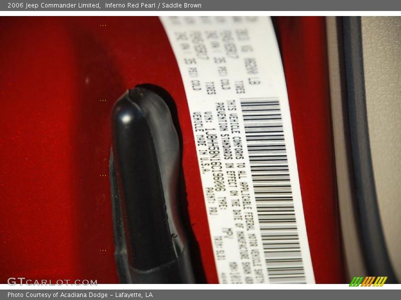 Inferno Red Pearl / Saddle Brown 2006 Jeep Commander Limited