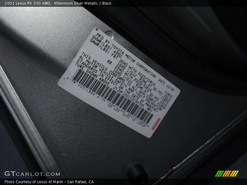 Millennium Silver Metallic / Black 2001 Lexus RX 300 AWD