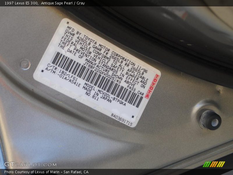 Antique Sage Pearl / Gray 1997 Lexus ES 300