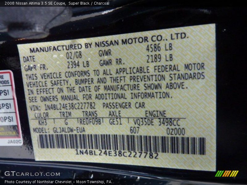 Super Black / Charcoal 2008 Nissan Altima 3.5 SE Coupe