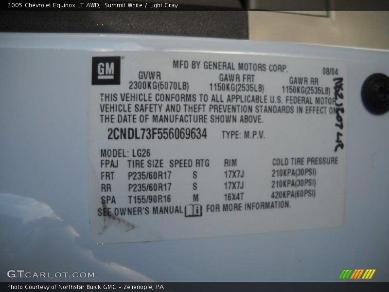 Summit White / Light Gray 2005 Chevrolet Equinox LT AWD