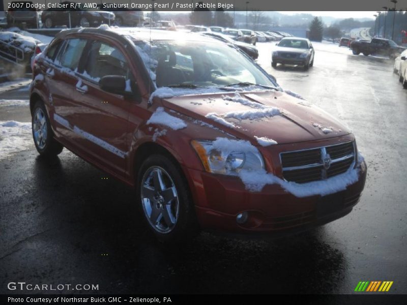 Sunburst Orange Pearl / Pastel Pebble Beige 2007 Dodge Caliber R/T AWD