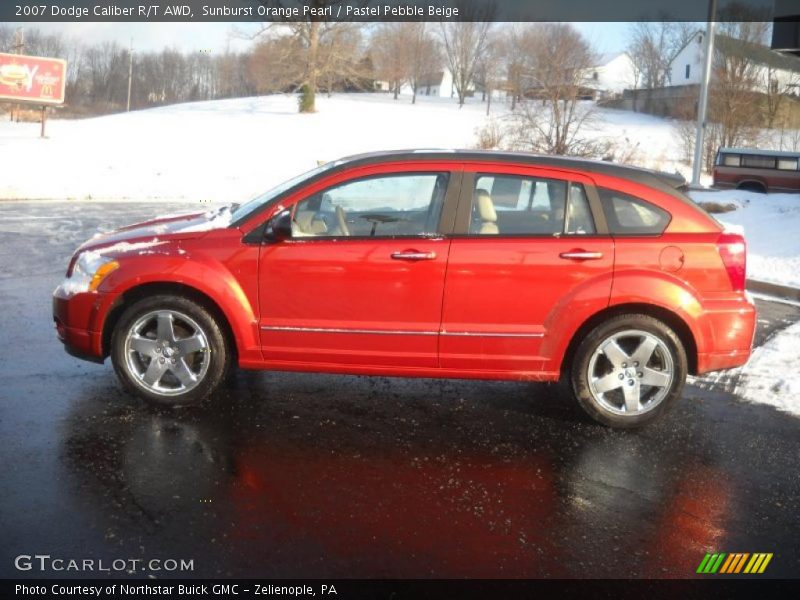Sunburst Orange Pearl / Pastel Pebble Beige 2007 Dodge Caliber R/T AWD