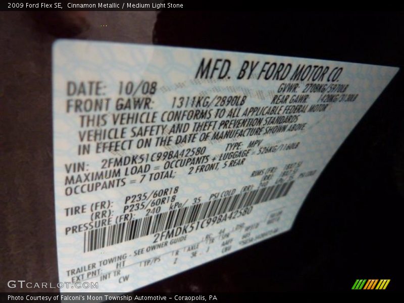 Cinnamon Metallic / Medium Light Stone 2009 Ford Flex SE