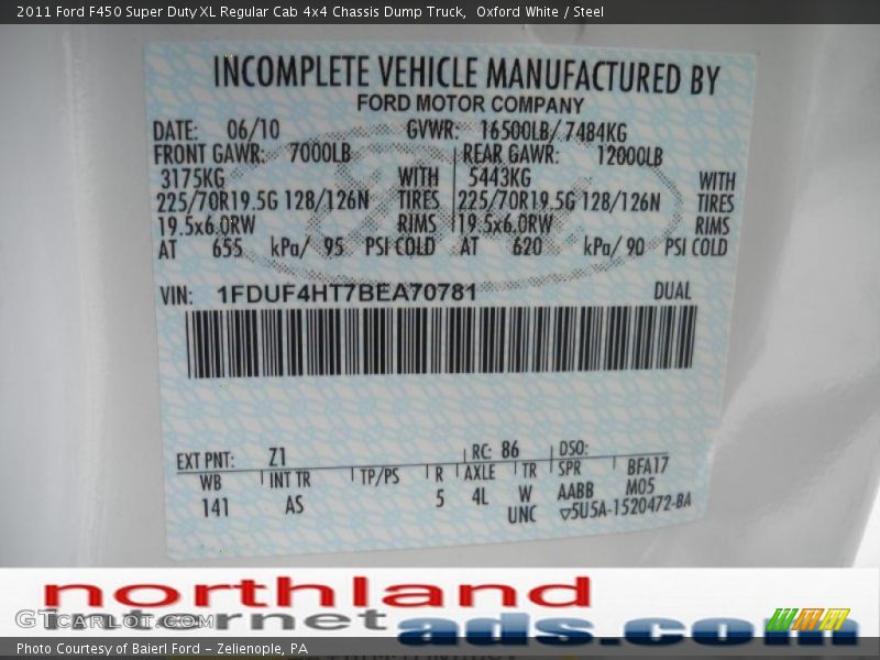 Oxford White / Steel 2011 Ford F450 Super Duty XL Regular Cab 4x4 Chassis Dump Truck