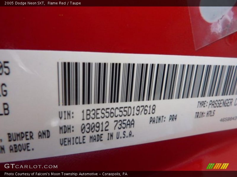 Flame Red / Taupe 2005 Dodge Neon SXT