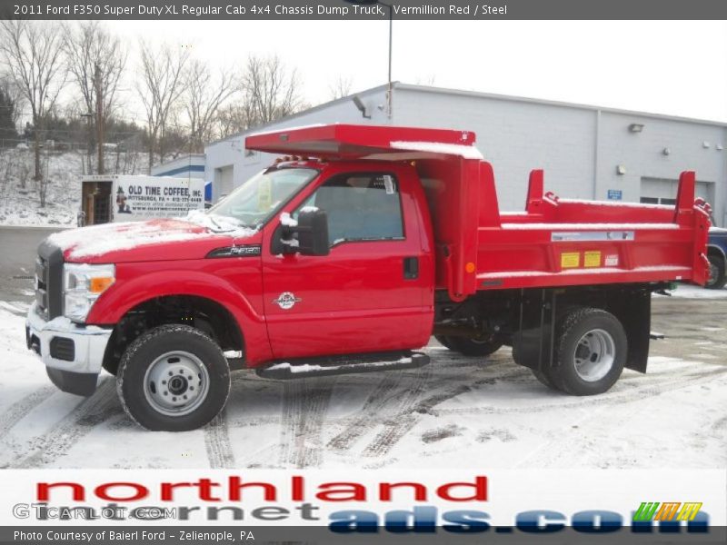 Vermillion Red / Steel 2011 Ford F350 Super Duty XL Regular Cab 4x4 Chassis Dump Truck