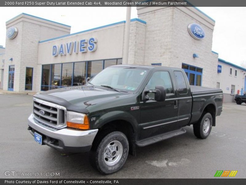 Woodland Green Metallic / Medium Parchment 2000 Ford F250 Super Duty Lariat Extended Cab 4x4